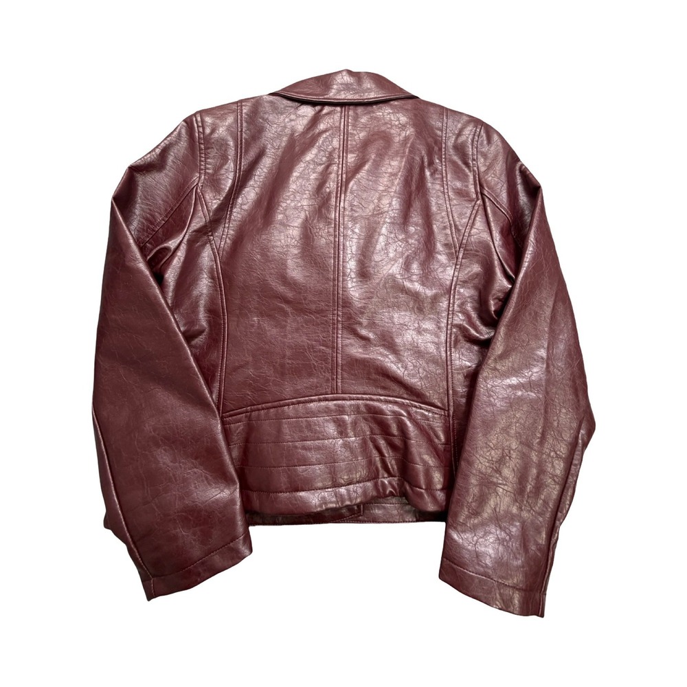 Levi's Jacket Womens XL Burgundy Faux Leather Moto Asymmetrical Zip Biker New - Picture 2 of 12